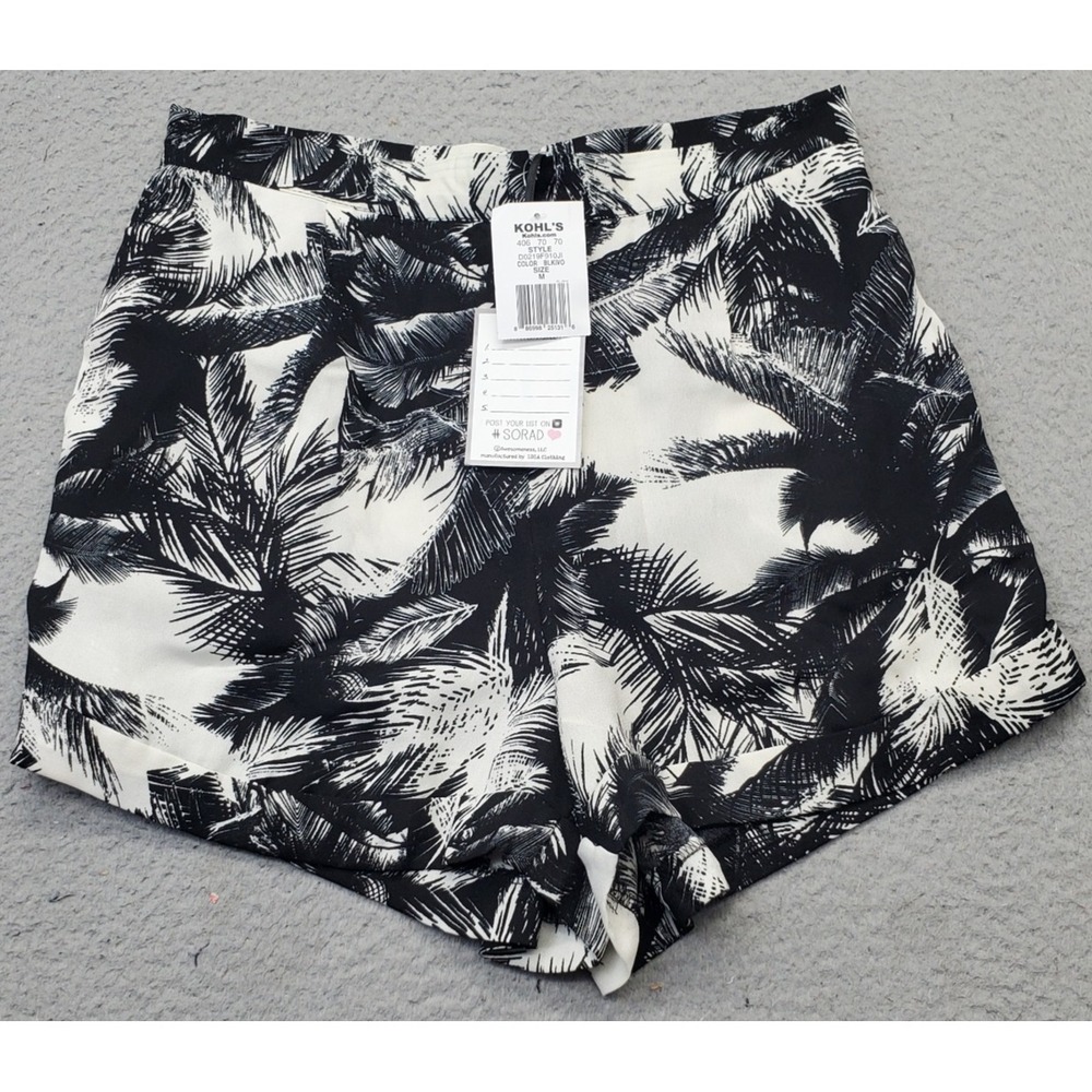 S.o. R.a.d. Cuff Knit Shorts Womens Medium Multi Palm Leaf Athletic Waistband